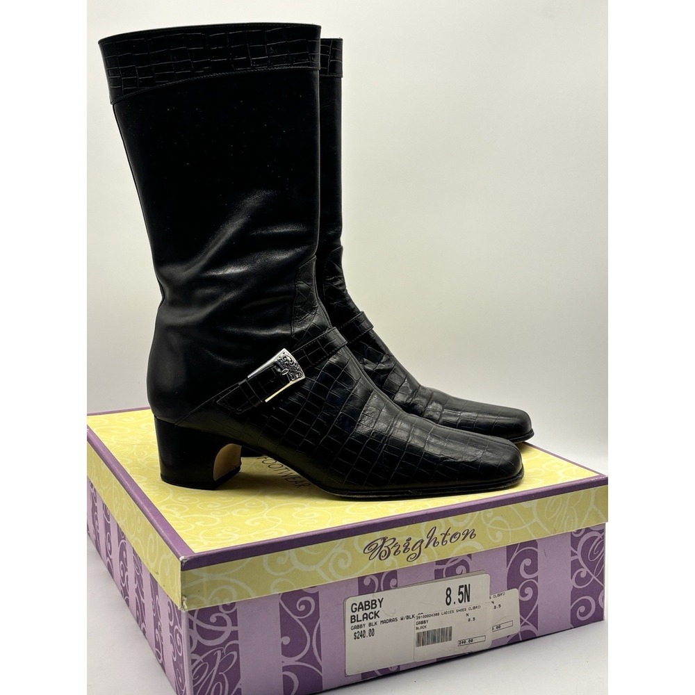 Brighton Women's Gabby Black Leather Heeled Boots Size 8.5